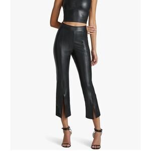 Commando Faux Leather 7/8 Split Front Black Pants Size Medium NWT 4 Way Stretch